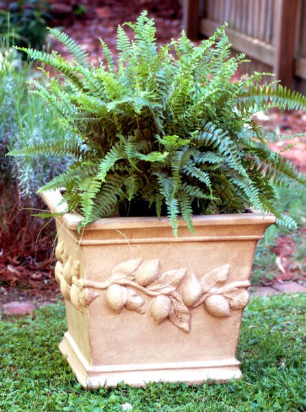 Resin planter urn with lemon branch for indoor use - USA Made